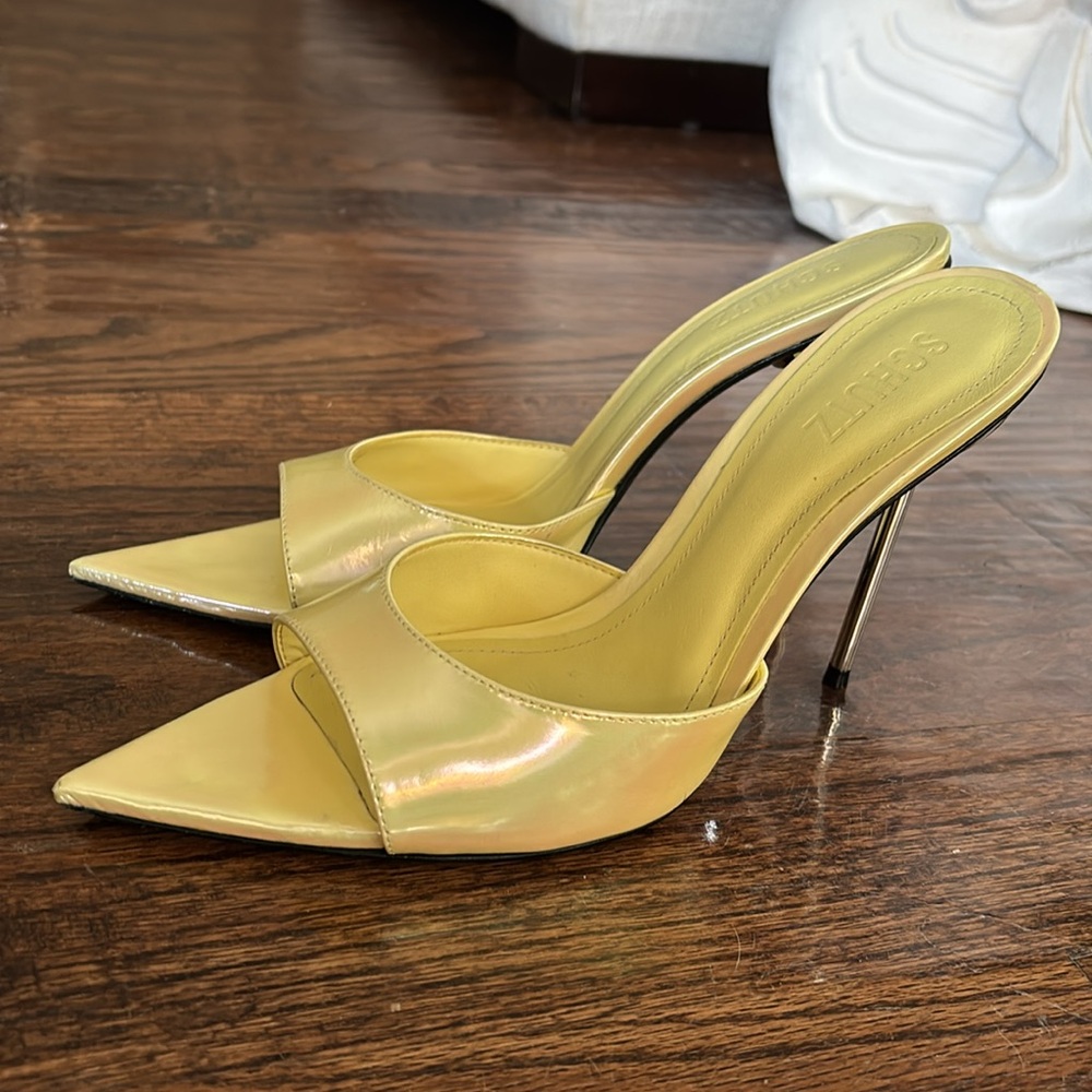 SCHUTZ Iridescent Yellow stiletto Mule